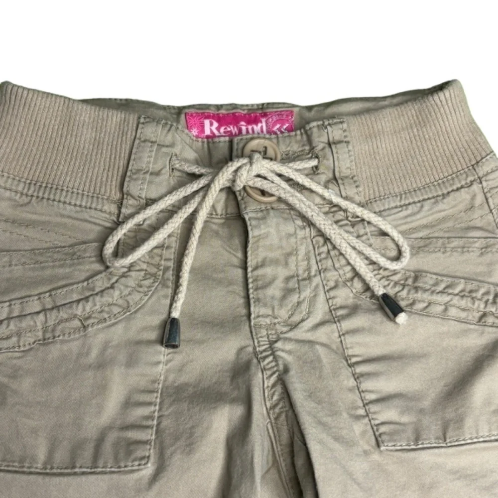 Rewind‎ Girls Shorts Size 7 Tan Khaki Roll Up Adjustable Length Bermuda Shorts
